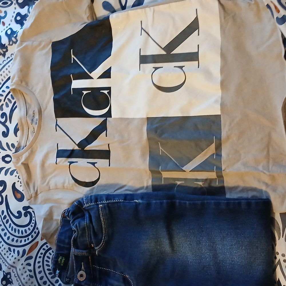 Jordache boys pants 7, Calvin Klein shirt 8